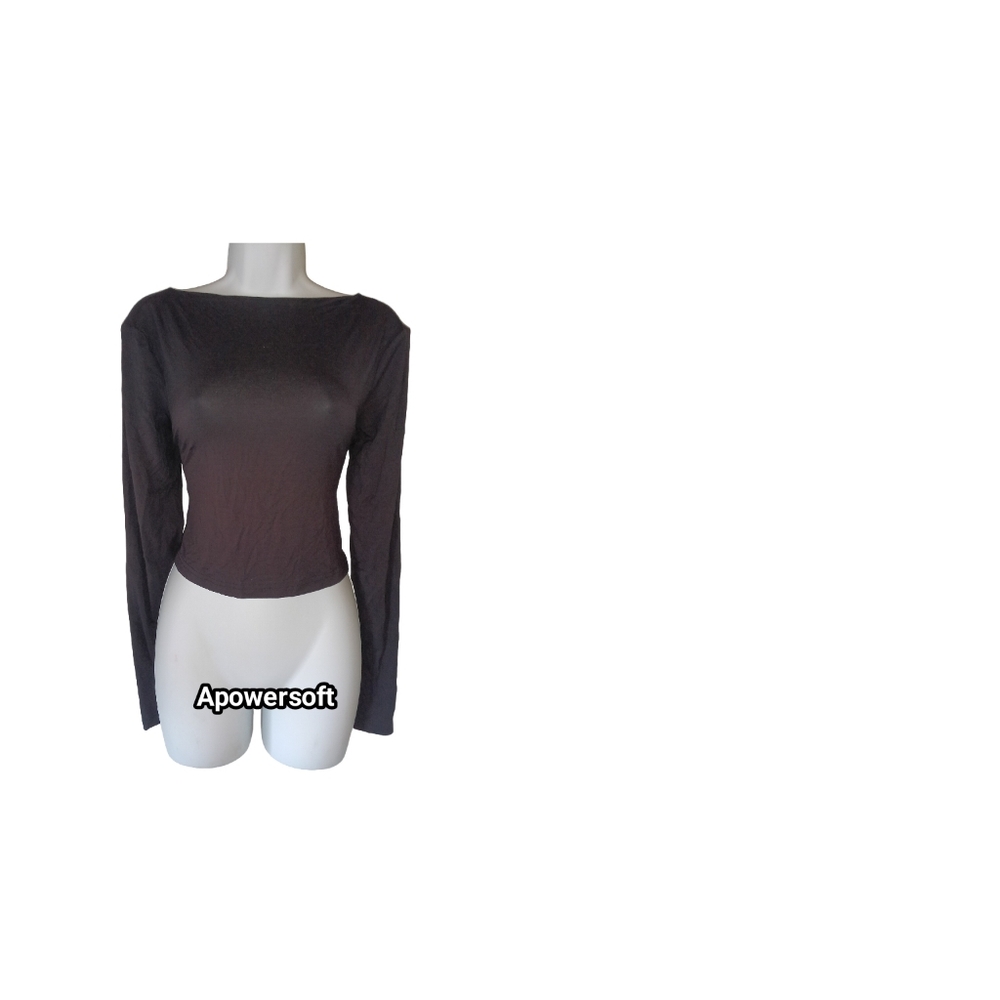 Open Back Long Sleeve Black Top